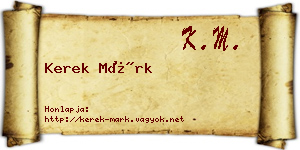 Kerek Márk névjegykártya